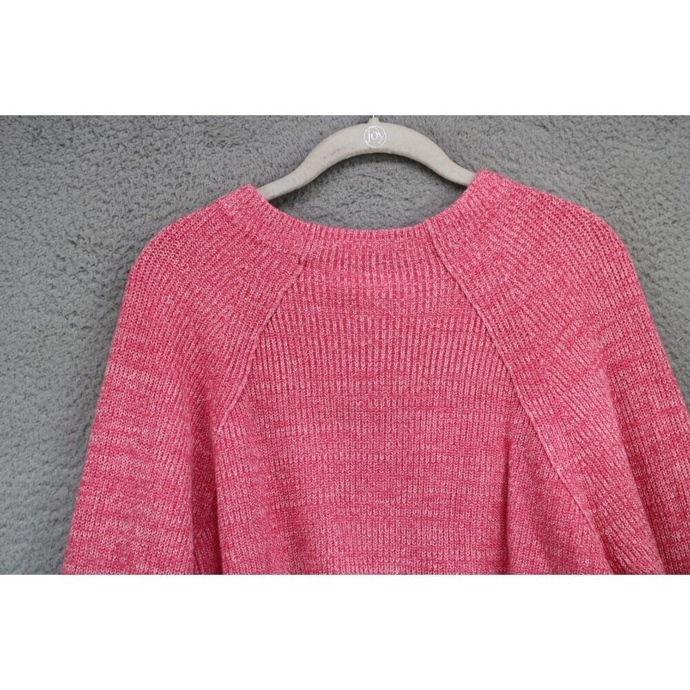 Free People Pink & White Long Puff Sleeve Sweater-Size S/P-Nice Boxy-BOHO - Picture 12 of 12